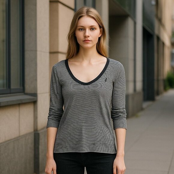 Abercrombie & Fitch Sweaters - Abercrombie & Fitch Medium Black Grey Striped Y2k 90s Preppy Academic Sweater